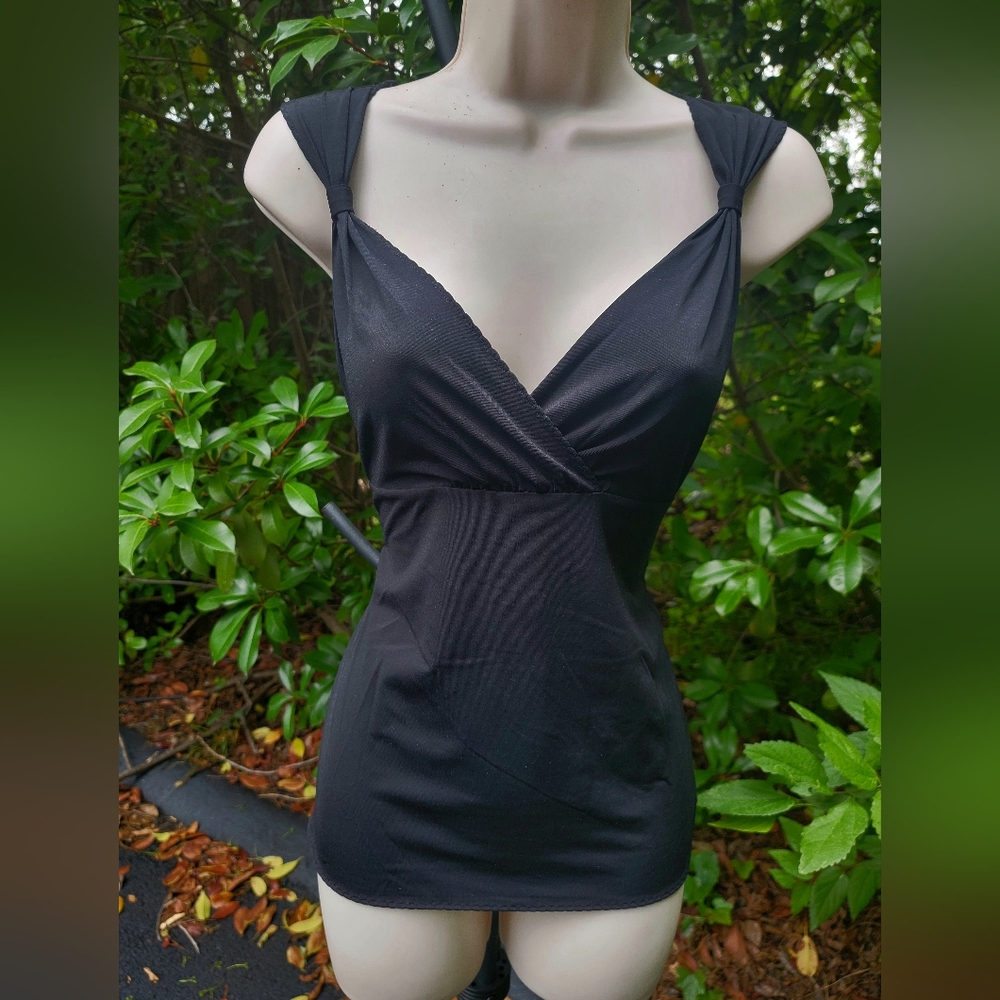 Dressy Sleeveless Top, Deep "V" Neckline, & Pleated Bodice...by Tahari